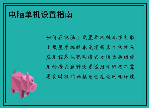 电脑单机设置指南